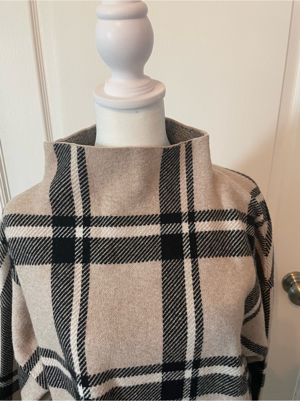 Max Studio Woman Black, Brown and White Knit Funnel Neck Sweater - Picture 7 of 12